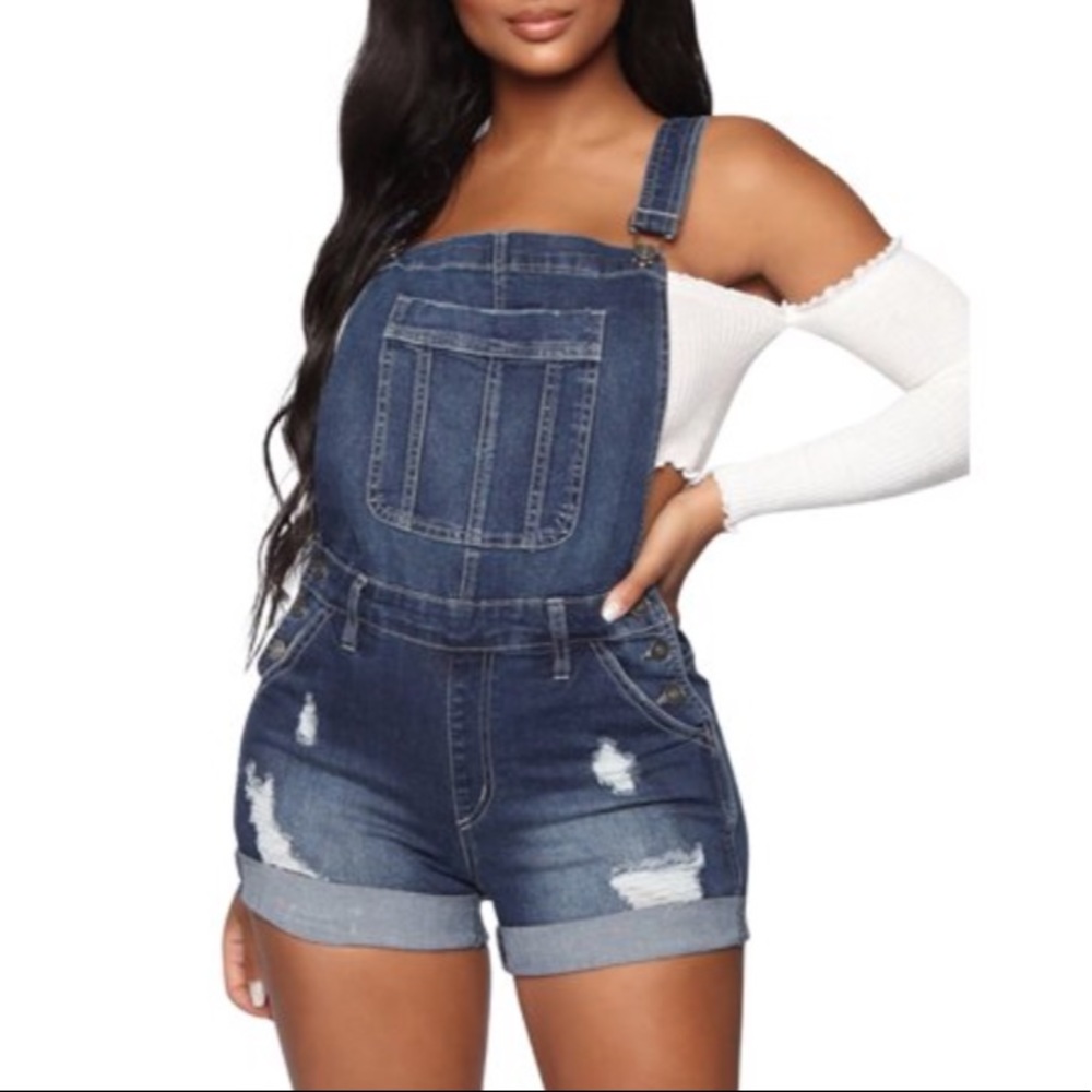 DARK WASH OVERALLS